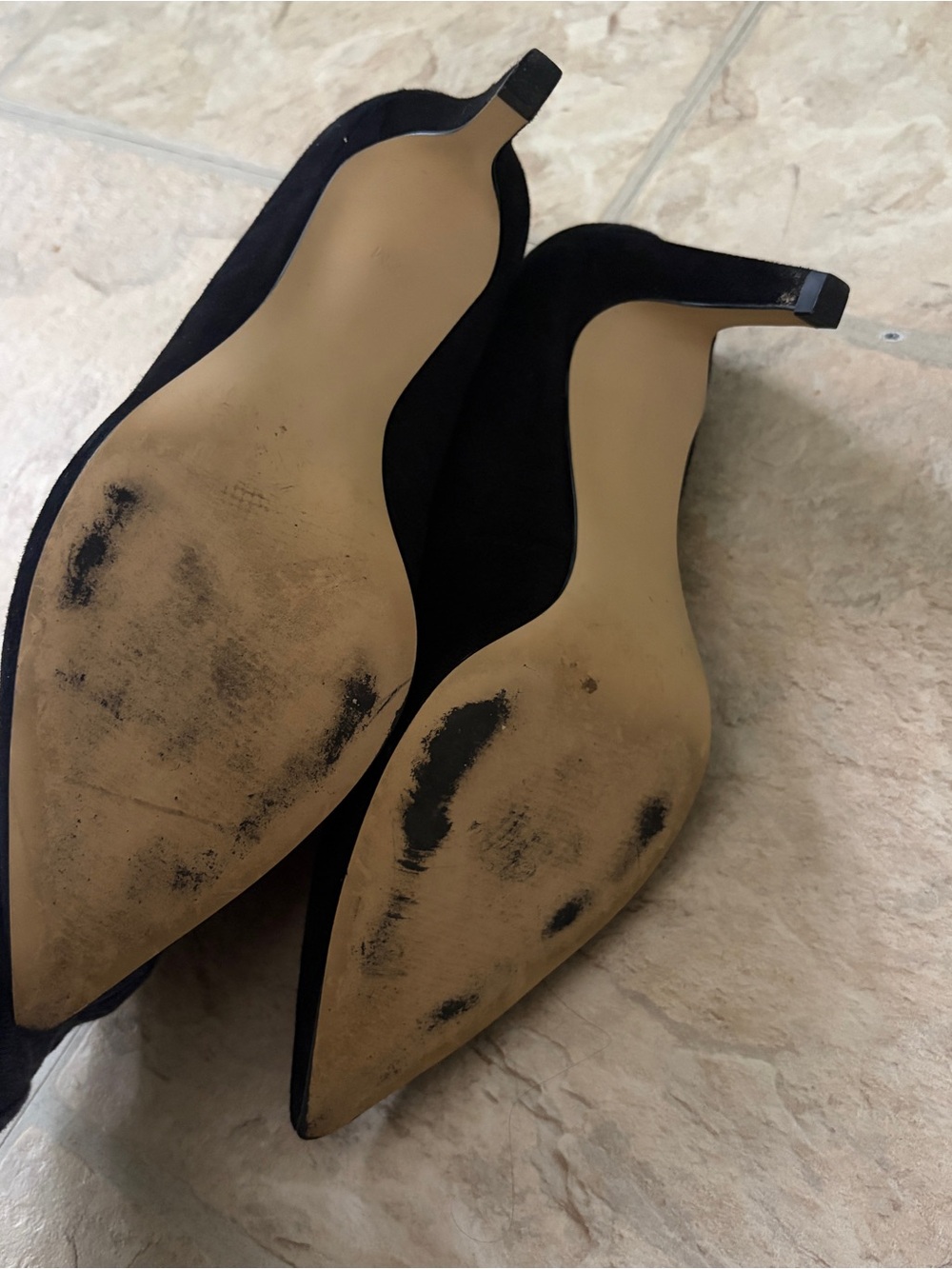 Talbots Black Suede Scalloped Pointed Toe Pumps Heels Size 7M Classic - Picture 4 of 7